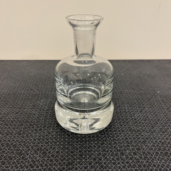 KROSNO POLAND Other - KROSNO HEAVY HAND BLOWN GLASS DECANTER‎ With Bubble On Base 7" Tall, No Stopper
